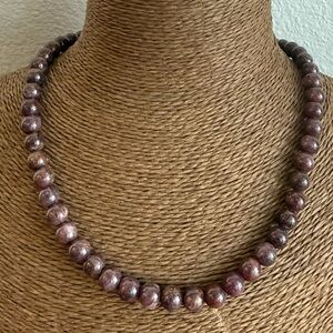Natural Lepidolite Gemstone Bead Necklace